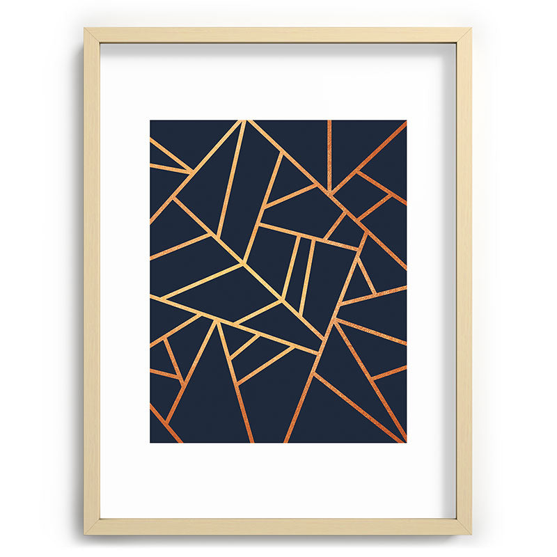 Copper and Midnight Navy Framed Art Print