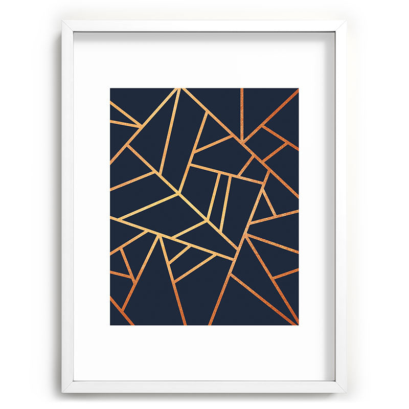 Copper and Midnight Navy Framed Art Print