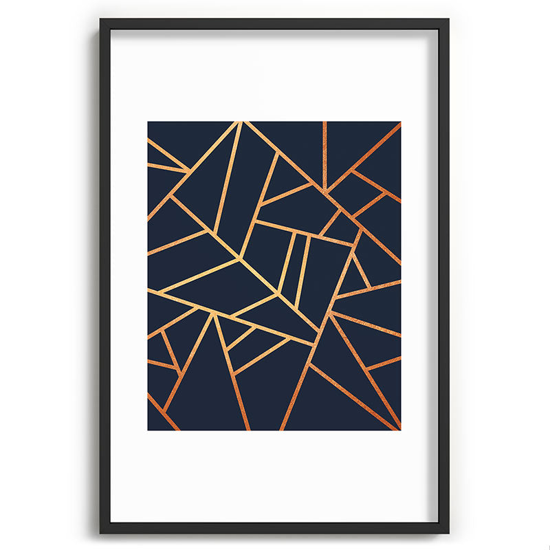 Copper and Midnight Navy Framed Art Print