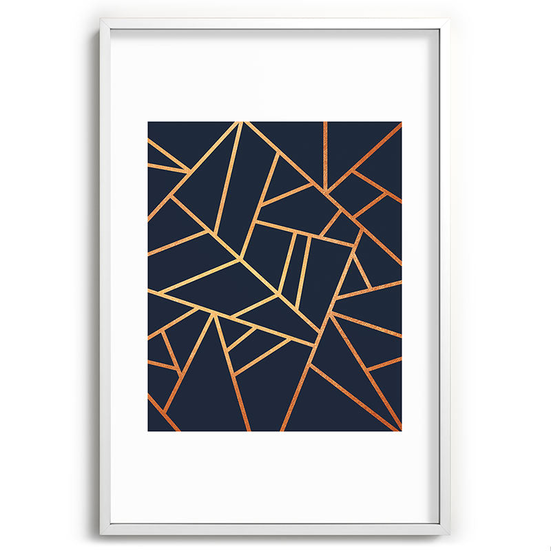 Copper and Midnight Navy Framed Art Print
