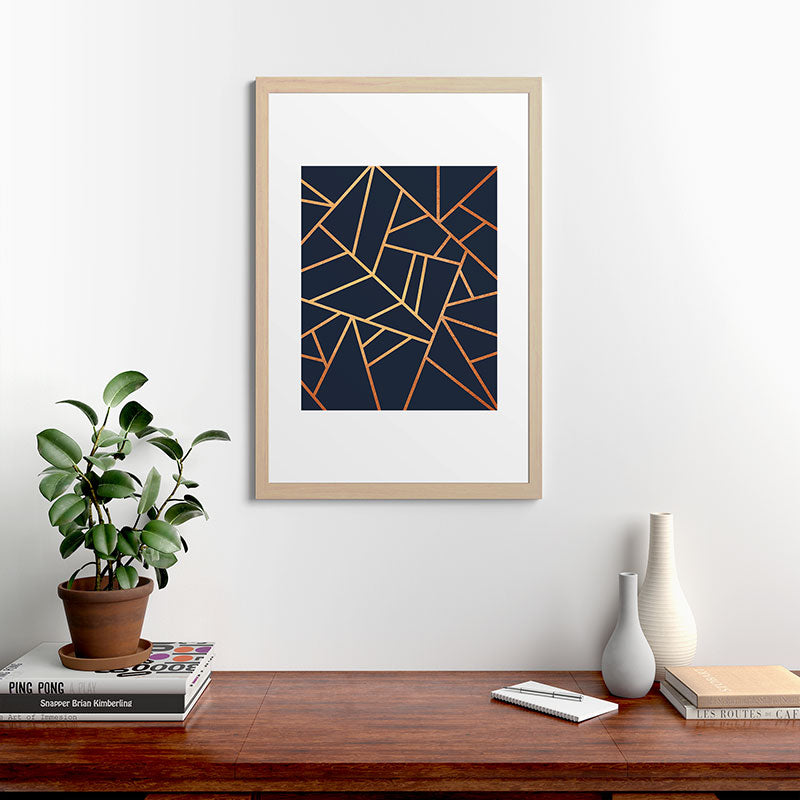 Copper and Midnight Navy Framed Art Print