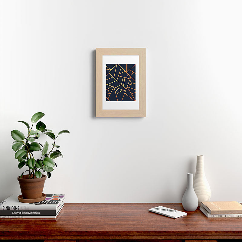 Copper and Midnight Navy Framed Art Print