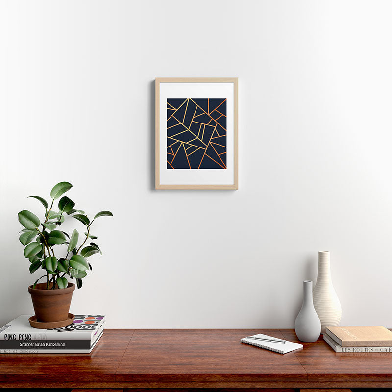 Copper and Midnight Navy Framed Art Print
