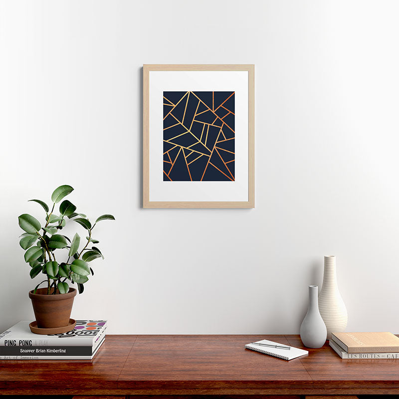 Copper and Midnight Navy Framed Art Print