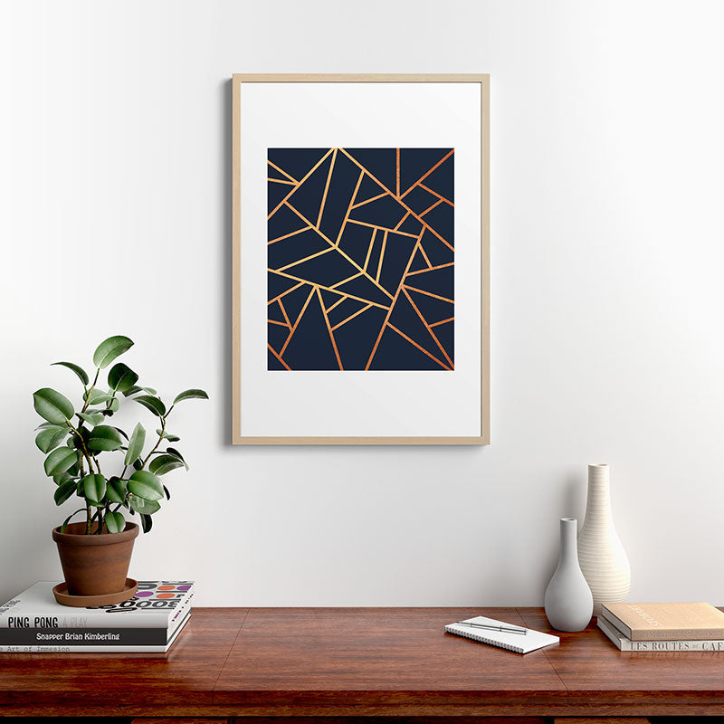 Copper and Midnight Navy Framed Art Print