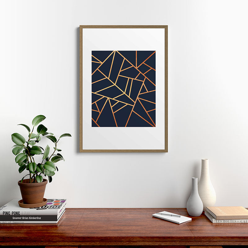 Copper and Midnight Navy Framed Art Print