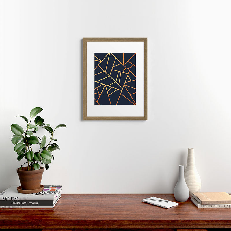 Copper and Midnight Navy Framed Art Print