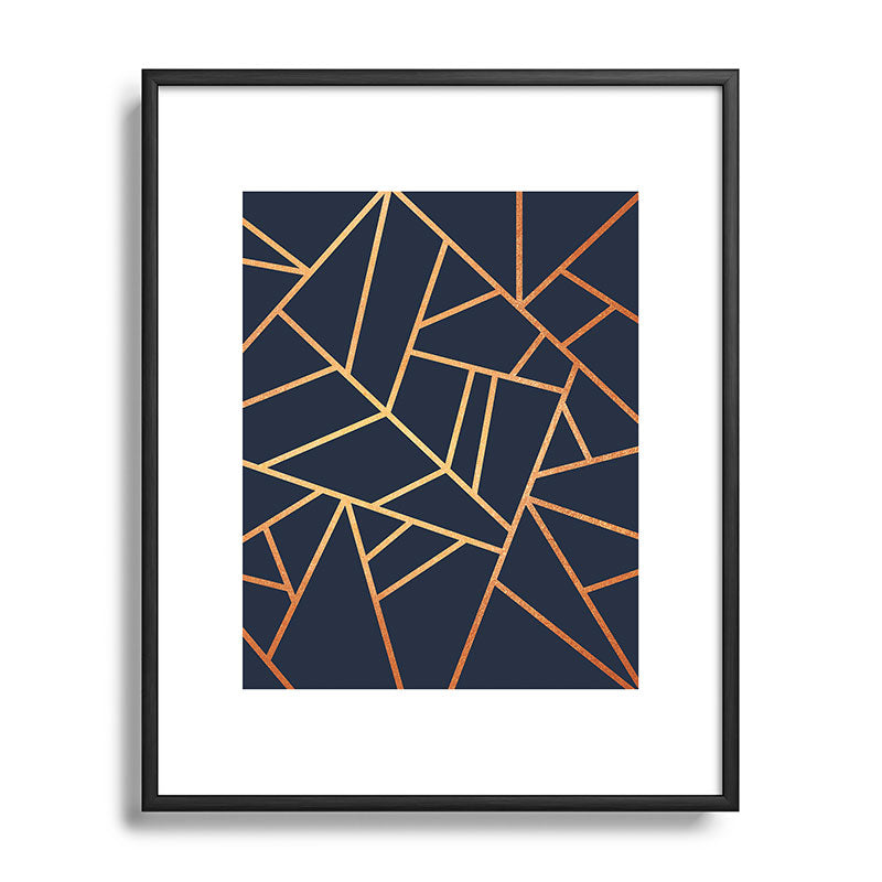 Copper and Midnight Navy Framed Art Print