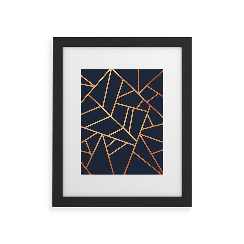Copper and Midnight Navy Framed Art Print
