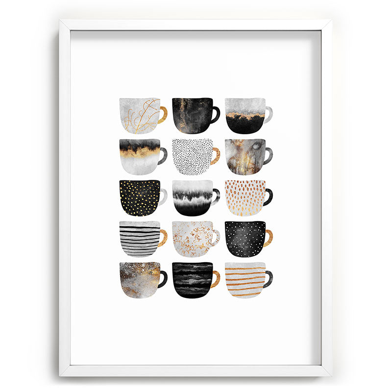 Pretty Coffe Cups 3 - White Framed Art Print