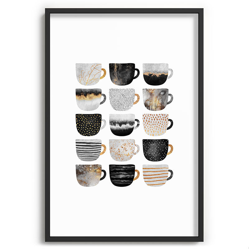 Pretty Coffe Cups 3 - White Framed Art Print