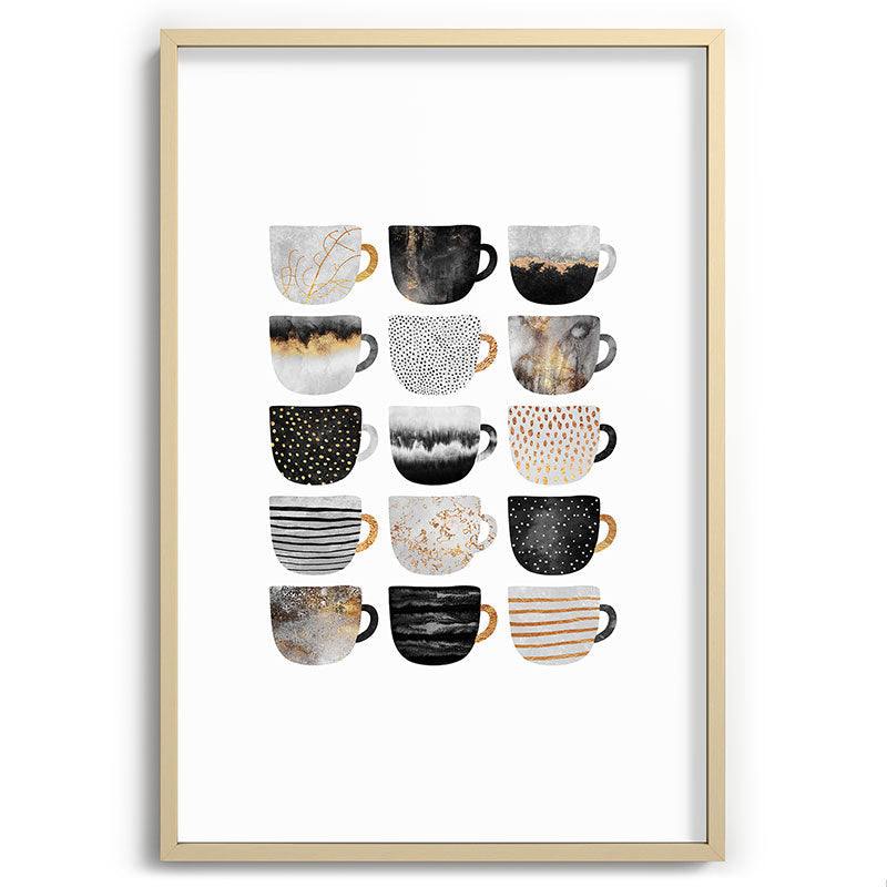 Pretty Coffe Cups 3 - White Framed Art Print