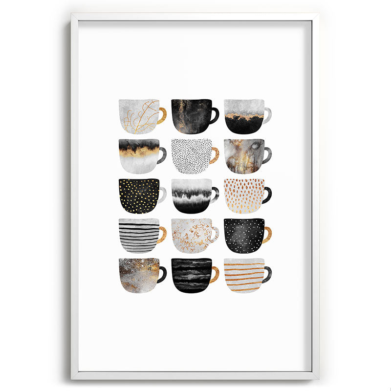Pretty Coffe Cups 3 - White Framed Art Print