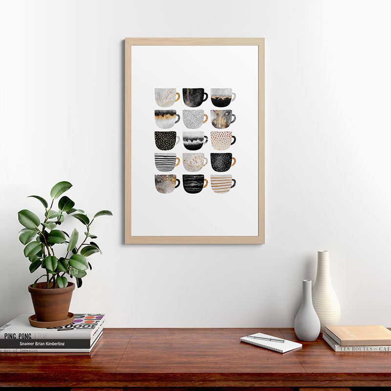 Pretty Coffe Cups 3 - White Framed Art Print