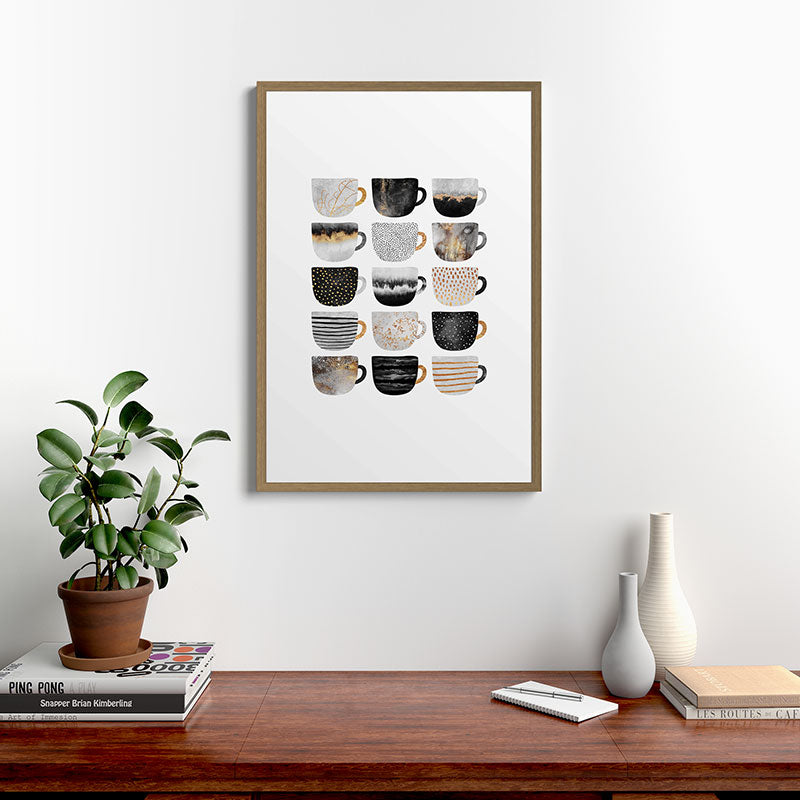 Pretty Coffe Cups 3 - White Framed Art Print