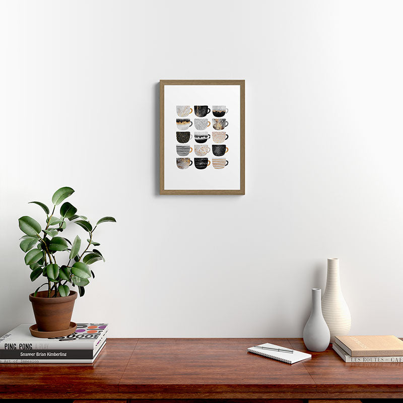 Pretty Coffe Cups 3 - White Framed Art Print