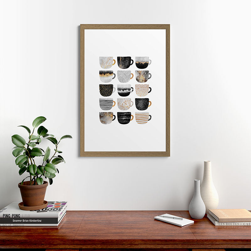 Pretty Coffe Cups 3 - White Framed Art Print