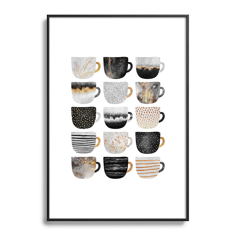 Pretty Coffe Cups 3 - White Framed Art Print