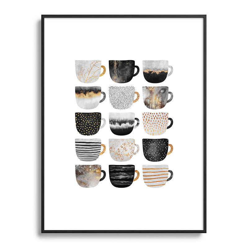 Pretty Coffe Cups 3 - White Framed Art Print
