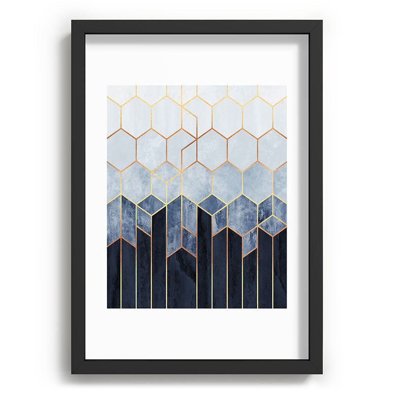 Soft Blue Hexagons Framed Art Print