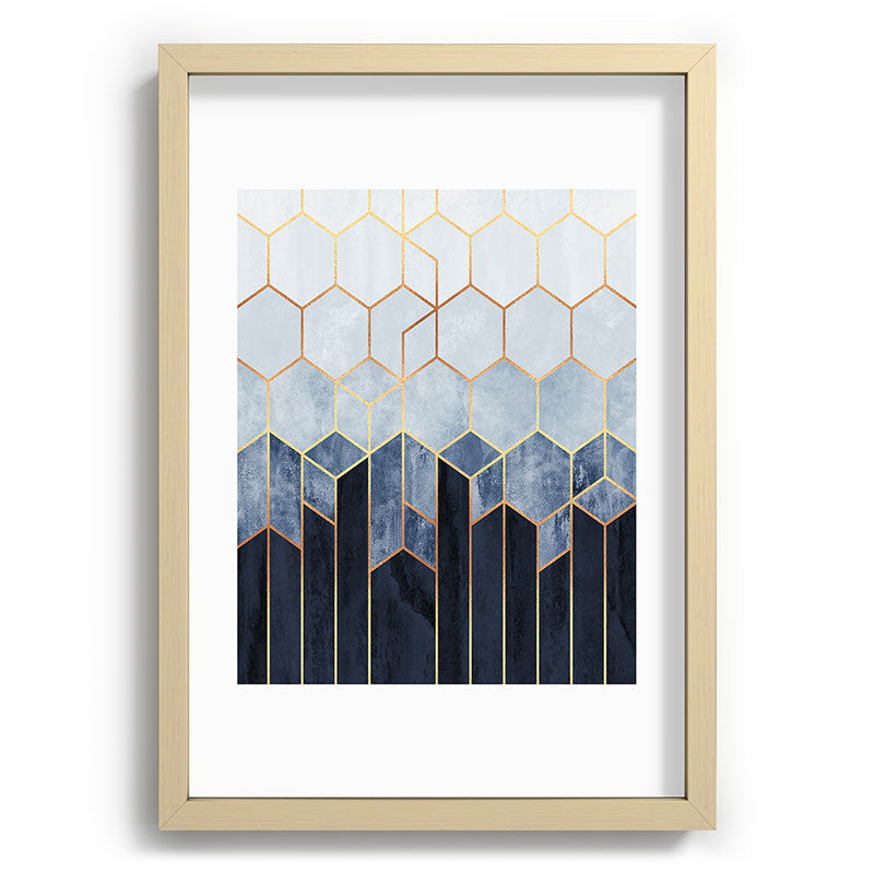 Soft Blue Hexagons Framed Art Print