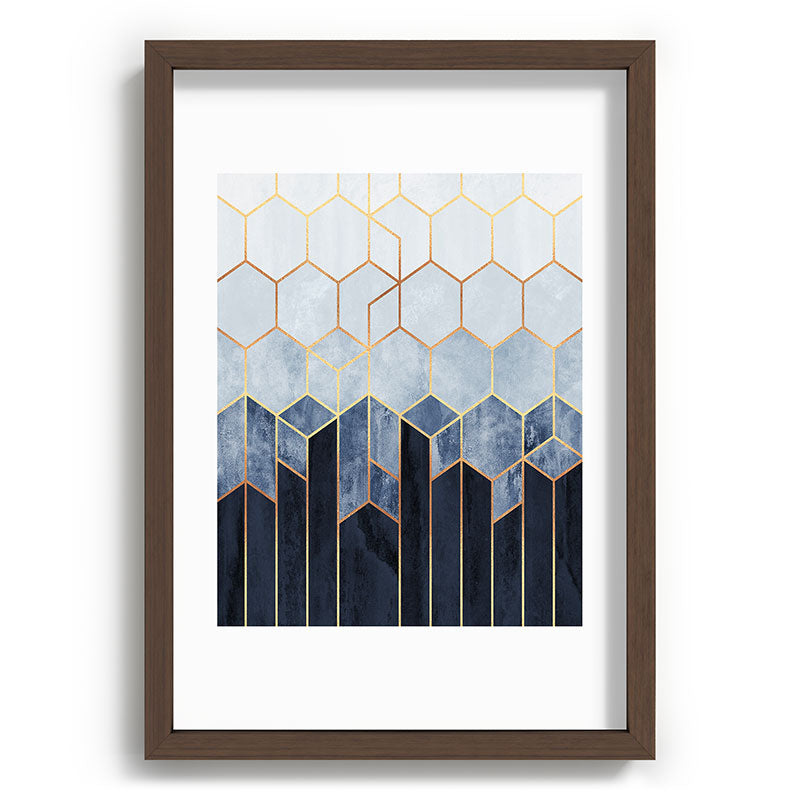 Soft Blue Hexagons Framed Art Print