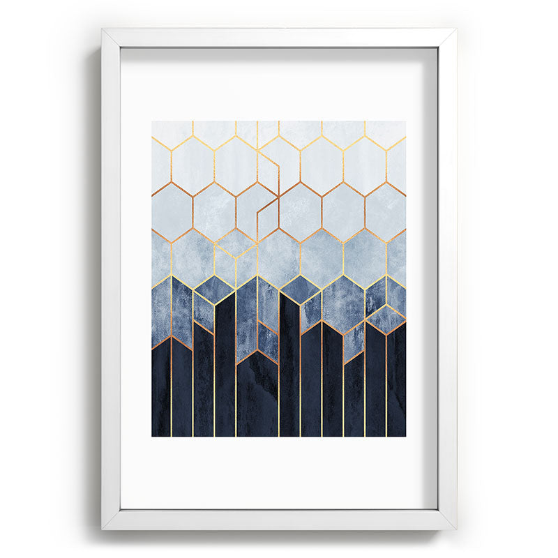 Soft Blue Hexagons Framed Art Print