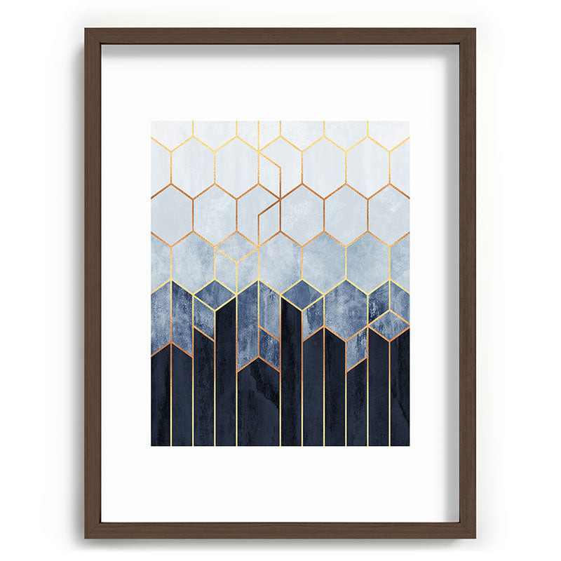 Soft Blue Hexagons Framed Art Print