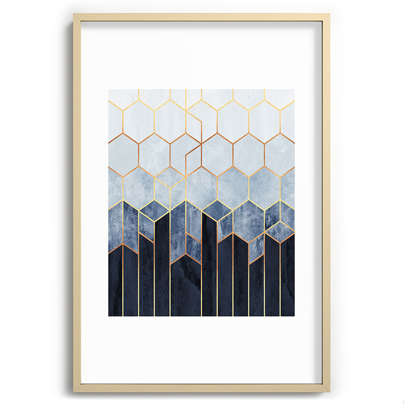 Soft Blue Hexagons Framed Art Print
