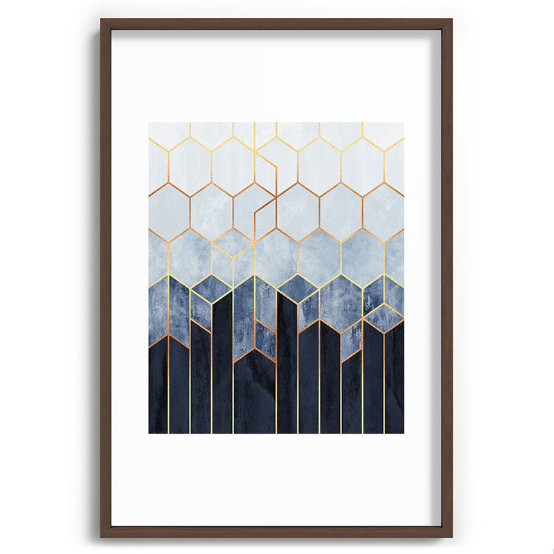 Soft Blue Hexagons Framed Art Print