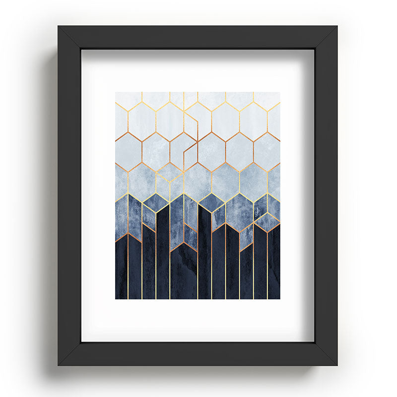 Soft Blue Hexagons Framed Art Print