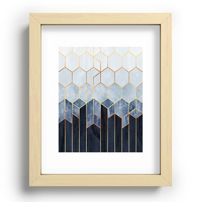 Soft Blue Hexagons Framed Art Print