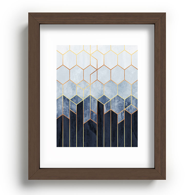 Soft Blue Hexagons Framed Art Print