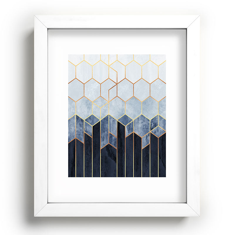 Soft Blue Hexagons Framed Art Print