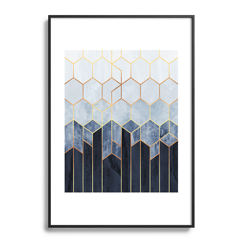 Soft Blue Hexagons Framed Art Print