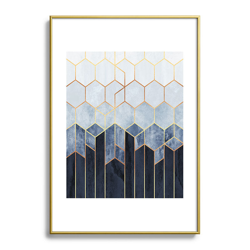 Soft Blue Hexagons Framed Art Print