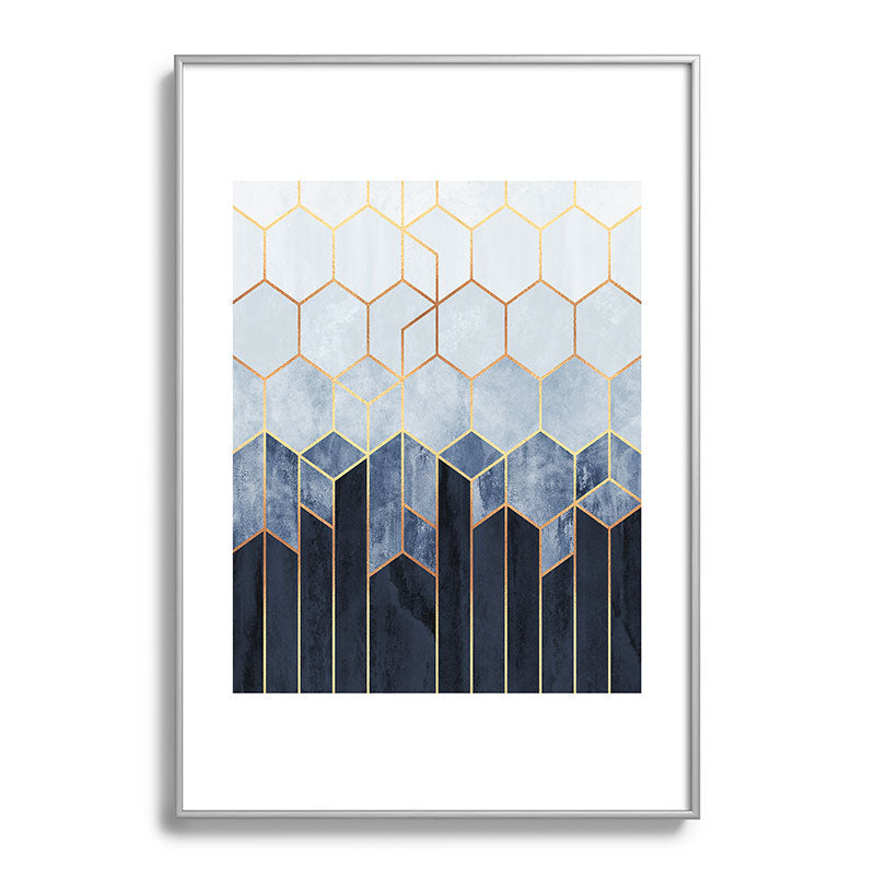 Soft Blue Hexagons Framed Art Print