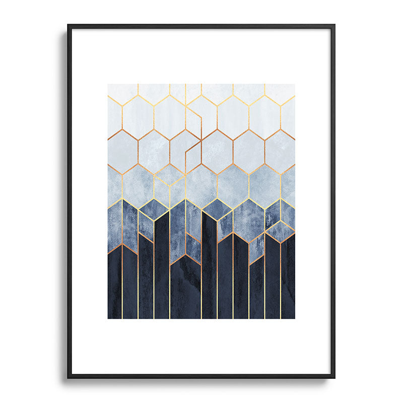 Soft Blue Hexagons Framed Art Print
