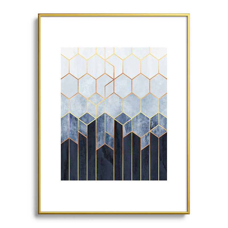 Soft Blue Hexagons Framed Art Print
