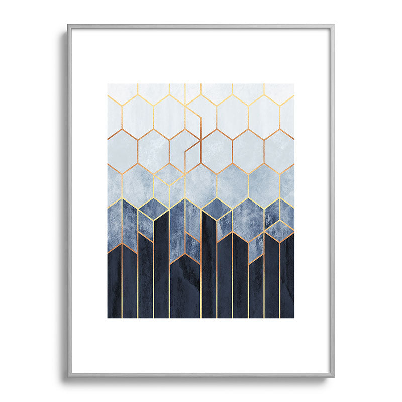 Soft Blue Hexagons Framed Art Print