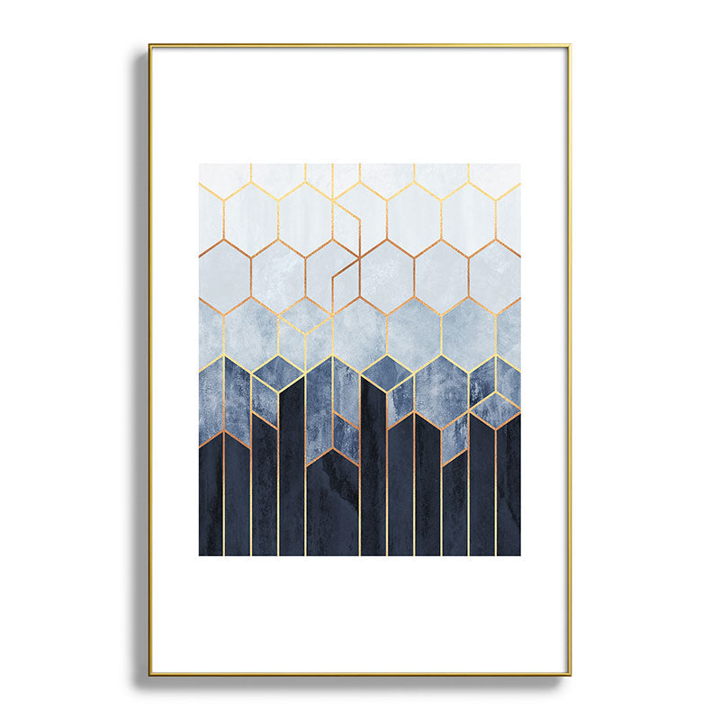 Soft Blue Hexagons Framed Art Print