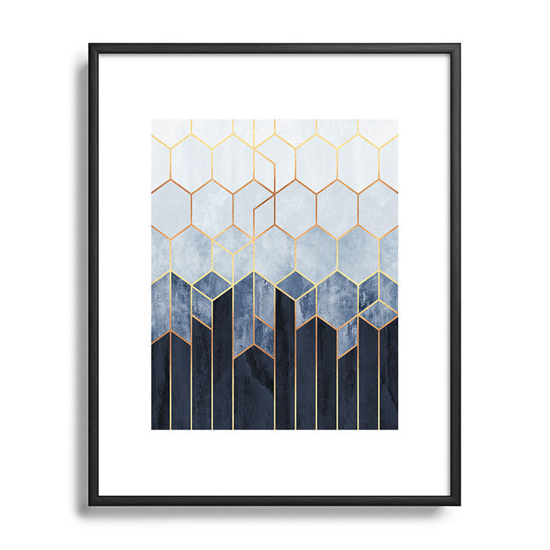 Soft Blue Hexagons Framed Art Print