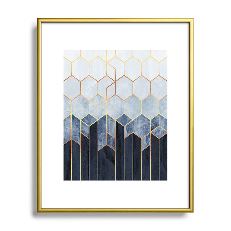 Soft Blue Hexagons Framed Art Print