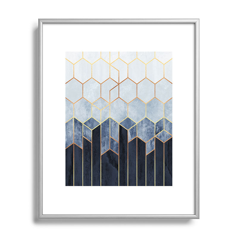 Soft Blue Hexagons Framed Art Print