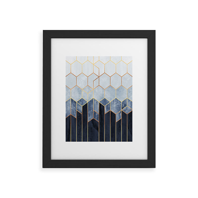 Soft Blue Hexagons Framed Art Print