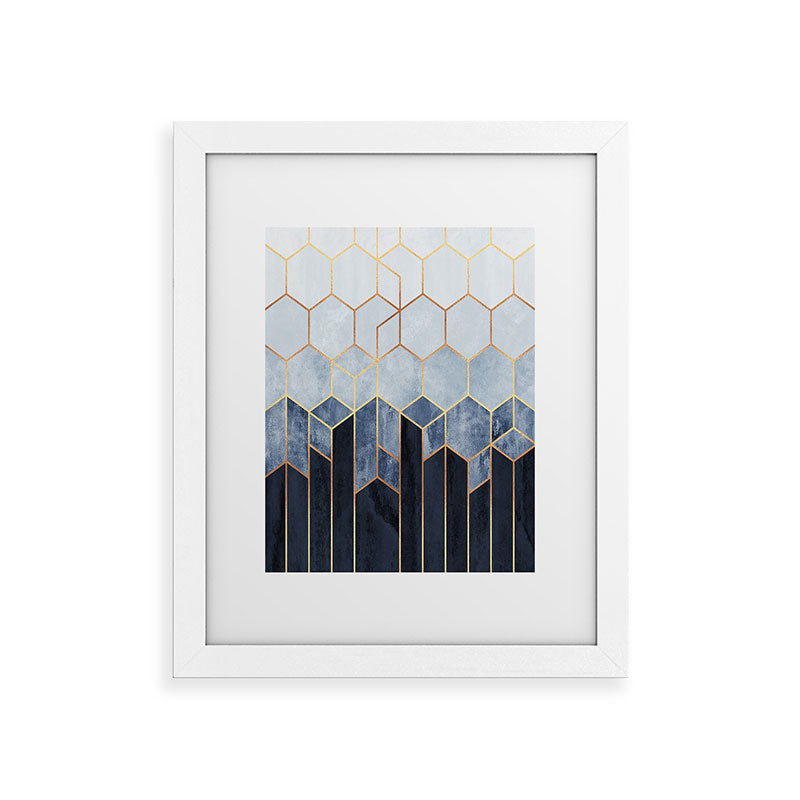 Soft Blue Hexagons Framed Art Print