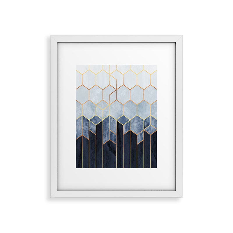 Soft Blue Hexagons Framed Art Print