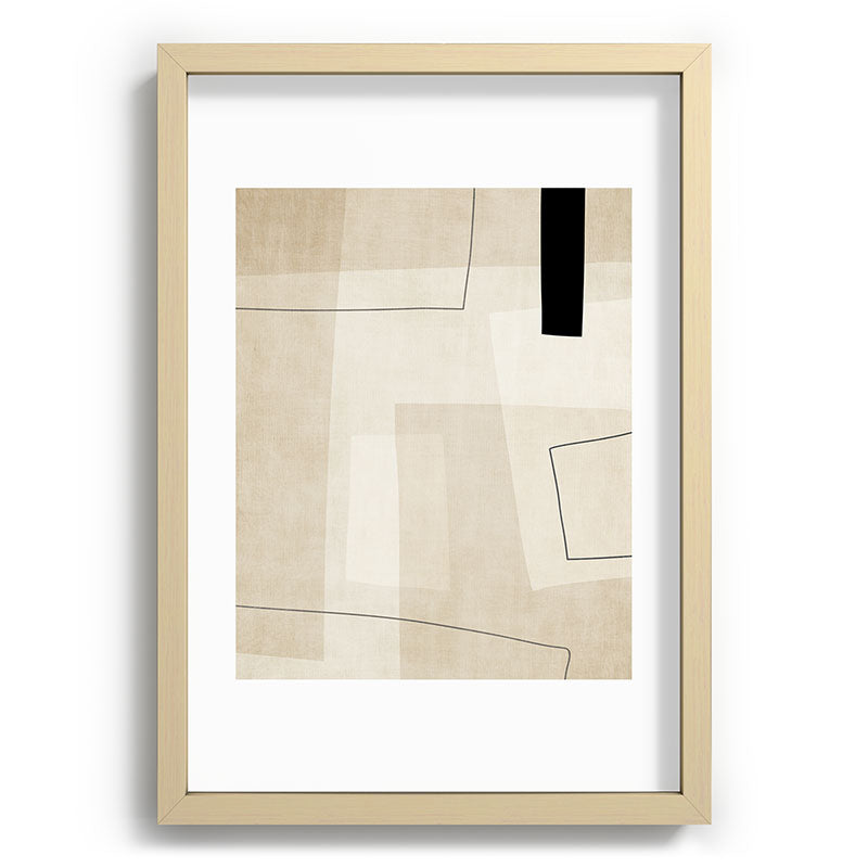 Minimalist Beige Black Japandi Artwork II Framed Art Print