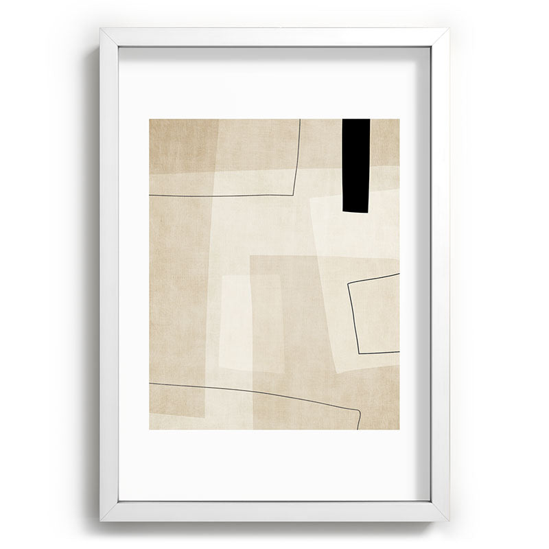 Minimalist Beige Black Japandi Artwork II Framed Art Print