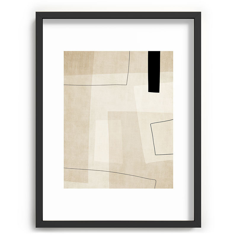 Minimalist Beige Black Japandi Artwork II Framed Art Print